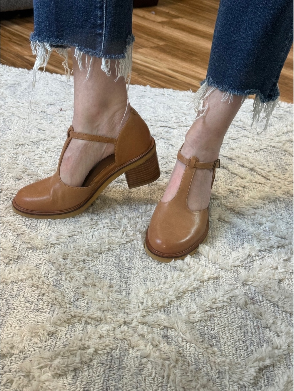 Seychelles Soulmate Leather T-strap Block Heels Women’s Size 8.5